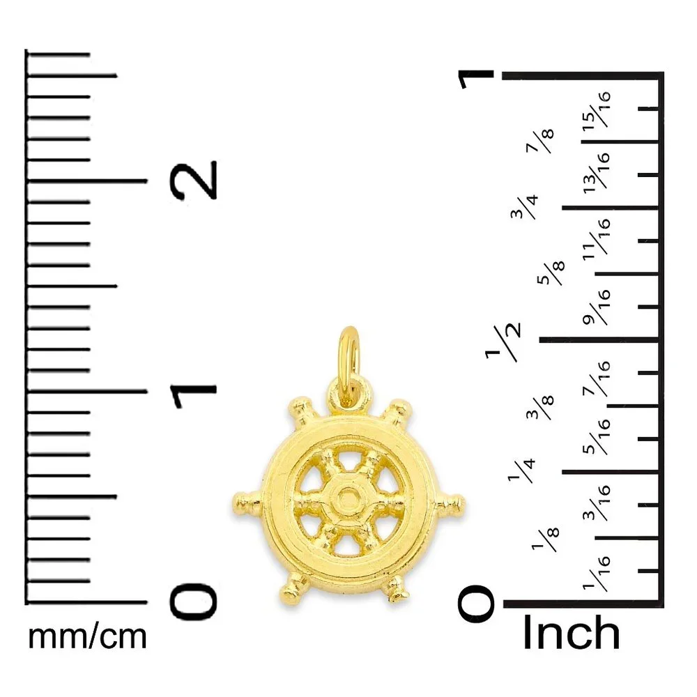 Solid 14k Gold Wheel of Dharama Charm, Tiny Buddha Charm for Bracelet